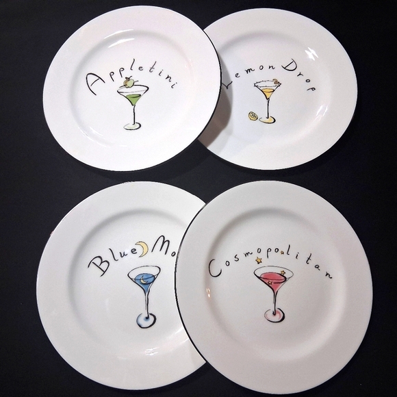 Pottery Barn Other - Pottery Barn Martini Plates Dishes Barware Set Of Four 7.5" Cocktail Snack